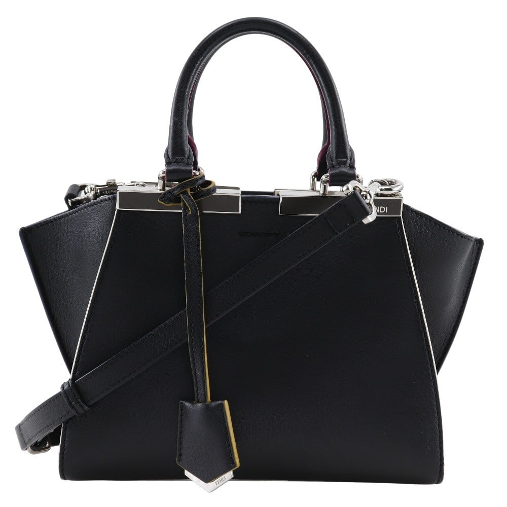 Fendi Petite 3Jours Black Leather Handbag Italy: Fendi Petite 3Jours Black Leather Handbag Italy The Fendi Petite 3Jours Bag is crafted from black leather and designed for women. This bag is made in Italy and features a structured silhouette. Notabl