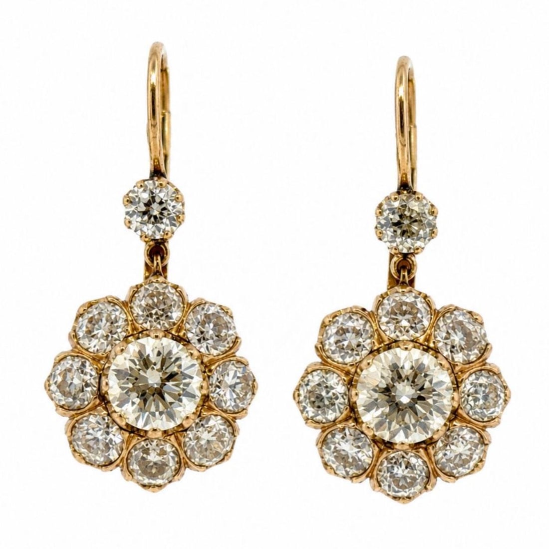 Diamond Cluster Earrings in 18K Yellow Gold 7.2 Grams (1 of 5)