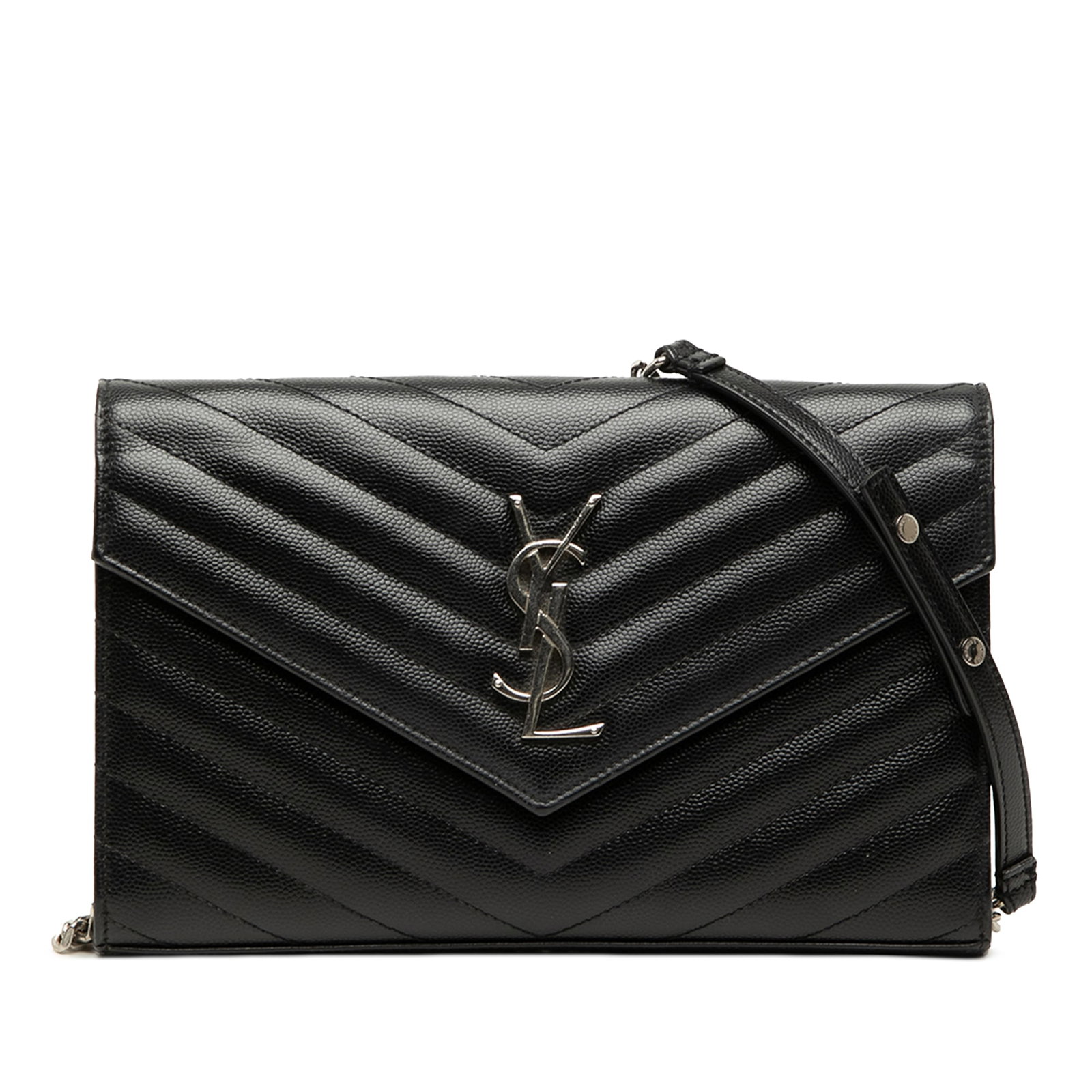 Saint Laurent Cassandre Envelope Chain Wallet in Black Leather (1 of 6)