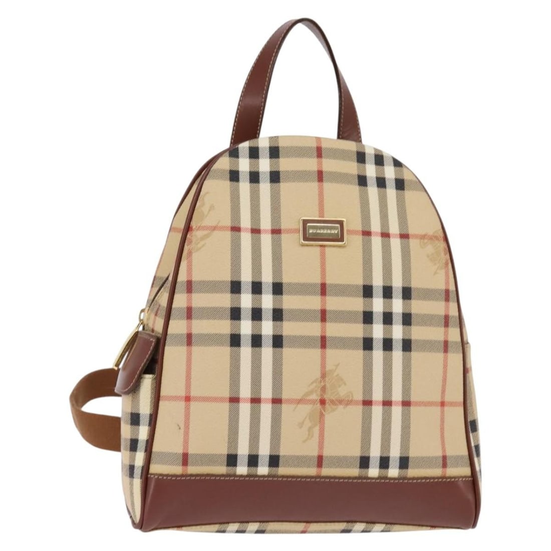 Burberry Nova Check PVC Beige Gold Women Backpack: Burberry Nova Check PVC Beige Gold Women Backpack This Burberry Nova Check backpack features a classic beige and gold color combination and is crafted from durable PVC leather. It offers a stylish and