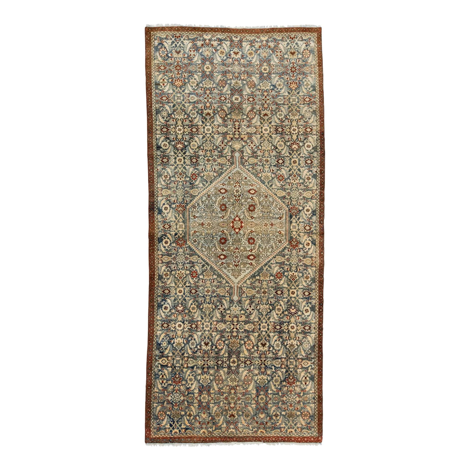 1920s Handmade Antique Persian Bidjar Floral Wool Rug 4' x 8'5: 1920s Handmade Antique Persian Bidjar Floral Wool Rug 4' x 8'5 This exquisite hand-knotted antique Persian Bidjar wool rug showcases an enchanting floral pattern adorned with rust and beige accents se