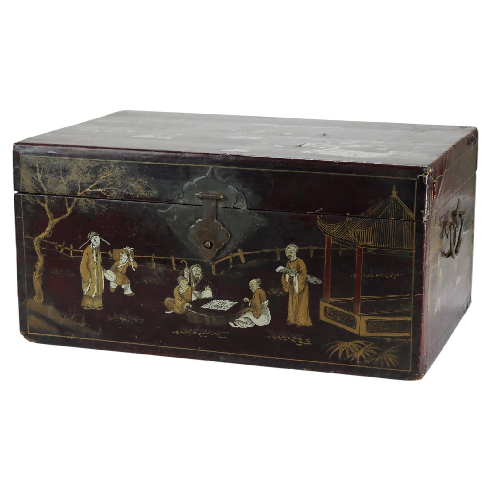 Late 19th Century Chinese Lacquered Wood Chinoiserie Document Box Hand Painted (1 of 16)