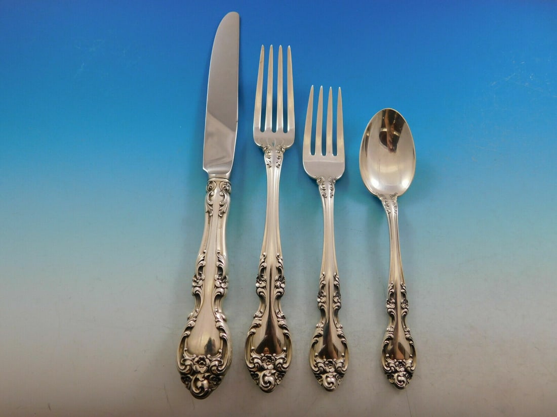 Gorham Melrose Sterling Silver 4-Piece Place Setting: Gorham Melrose Sterling Silver 4-Piece Place Setting Enhance your dining experience with this exquisite 4-piece place setting from the Melrose pattern by Gorham. Crafted from high-quality sterling sil