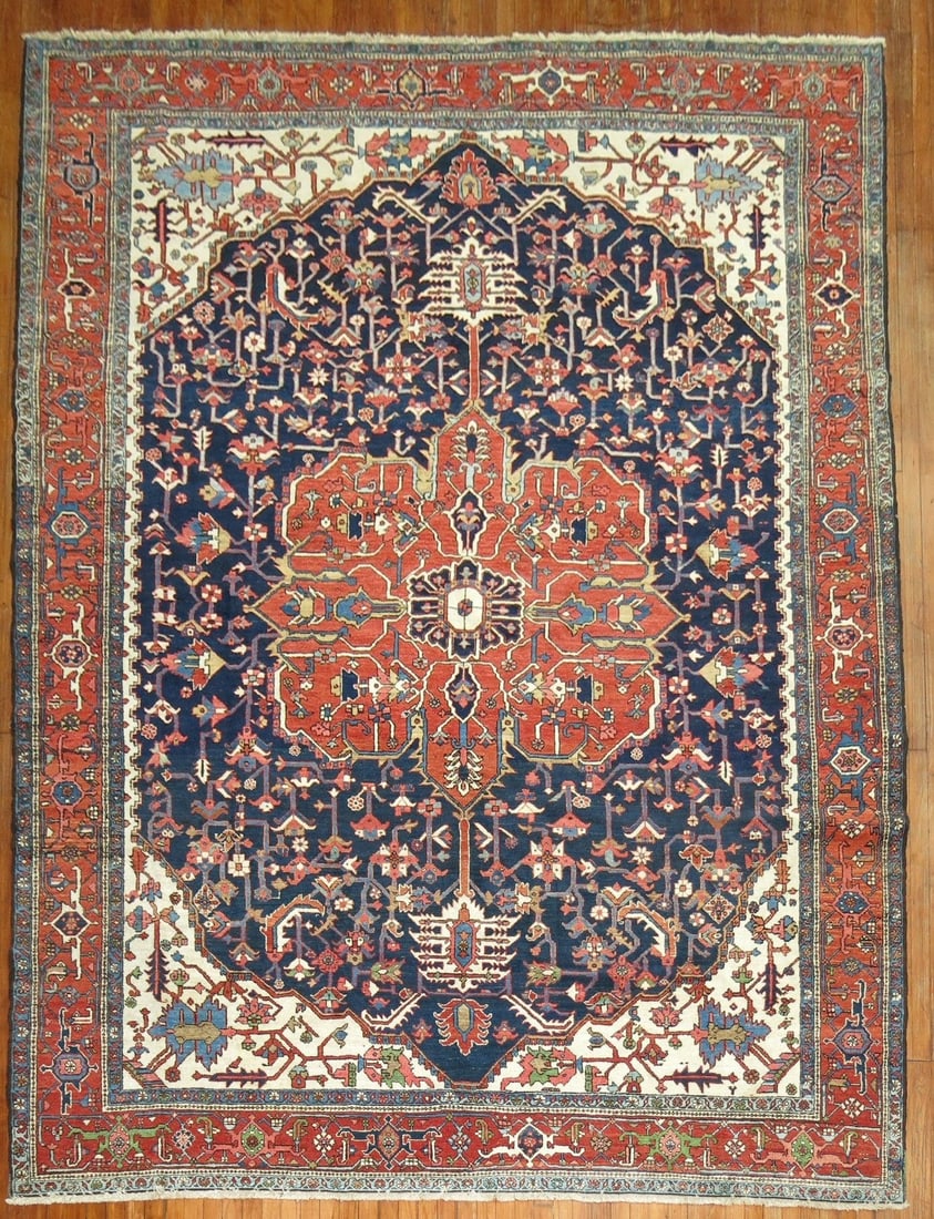 9' x 11' 3" Persian Serapi Heriz Room Rug Early 20th Century (1 of 7)