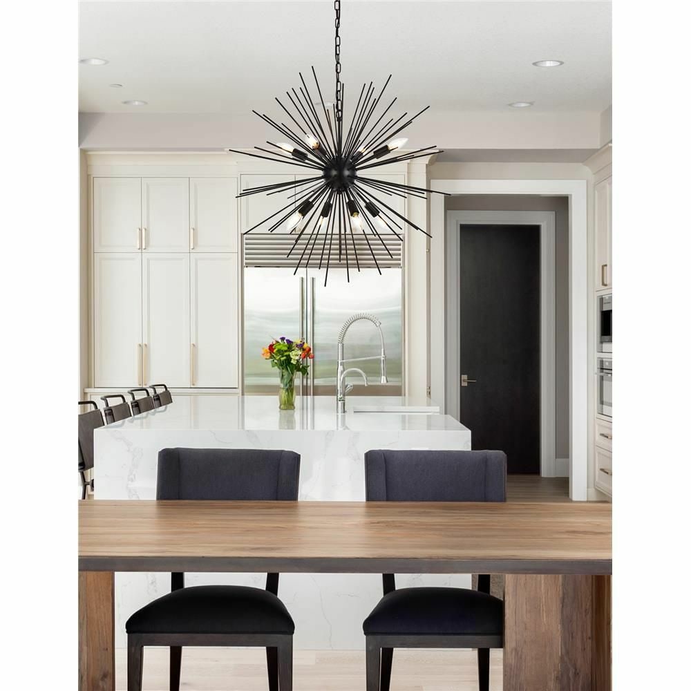 Timber 8-Light Black Sputnik Pendant Chandelier 30 Inch (1 of 8)