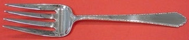 Lunt Sterling Silver William & Mary Cold Meat Fork 7.25 Vintage Serving: Lunt Sterling Silver William & Mary Cold Meat Fork 7.25 Vintage Serving This vintage serving fork is a stunning piece from the renowned Lunt brand, crafted in sterling silver. The fork features the el