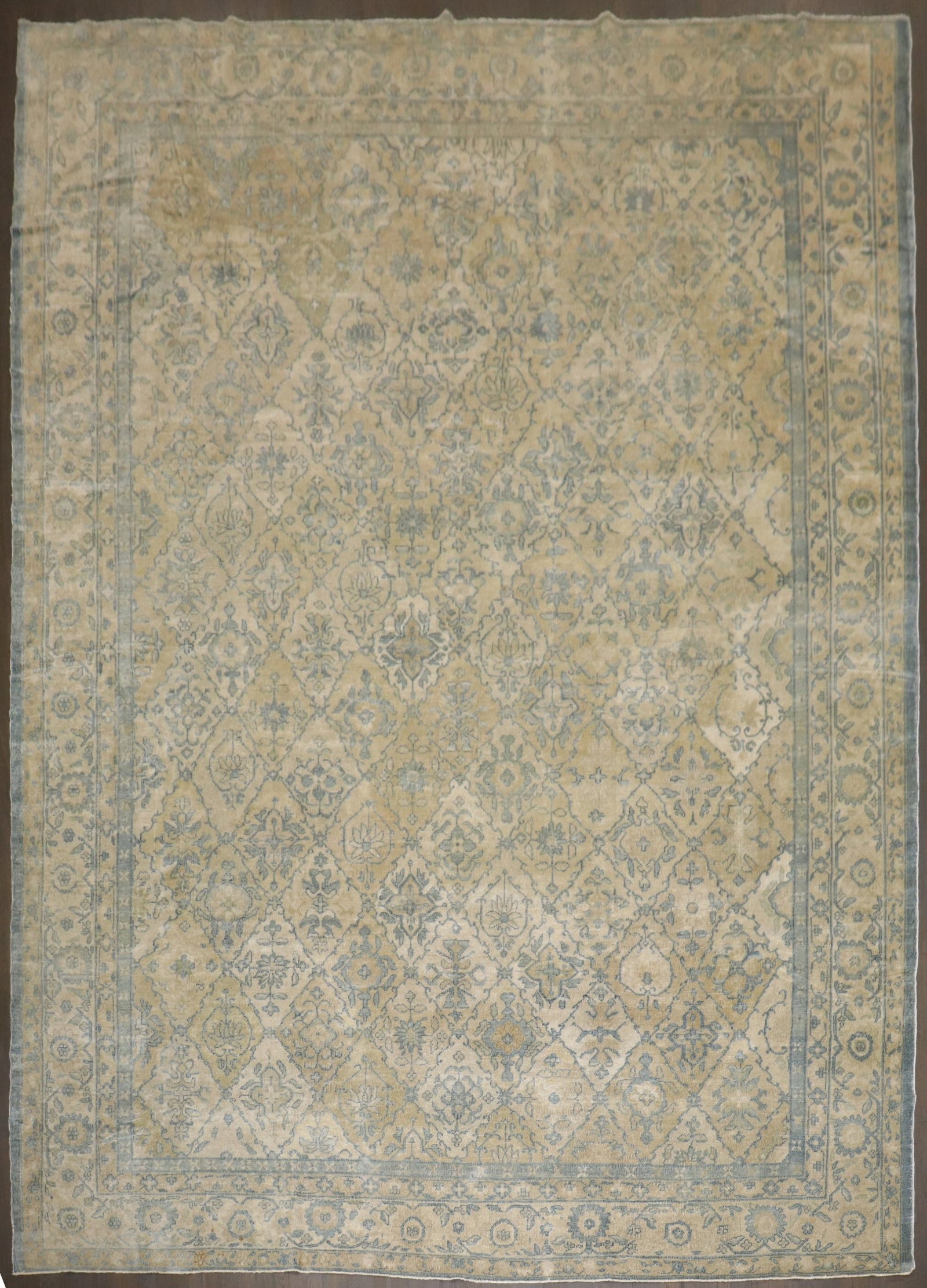 10' x 13' 3" Chinese Peking Room Rug in Blue Cream and Tan (1 of 7)