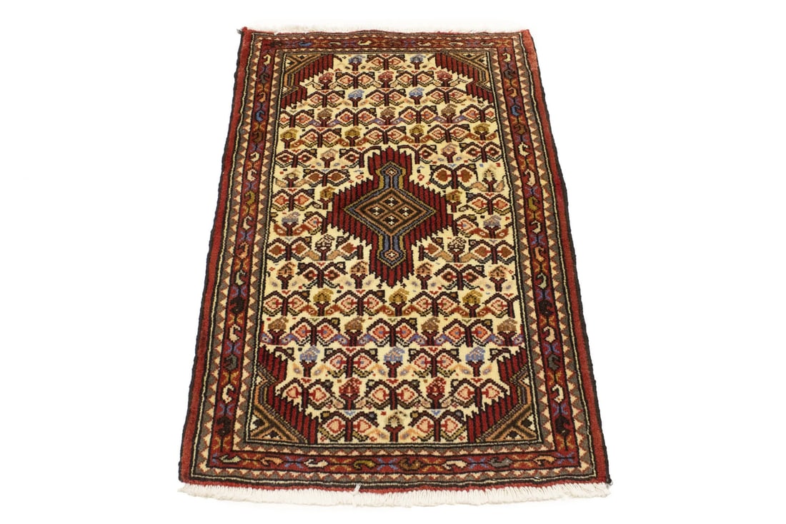 Hand-Knotted Wool Tribal Geometric Area Rug 2'2 x 3'5 Boho Style Carpet: Hand-Knotted Wool Tribal Geometric Area Rug 2'2 x 3'5 Boho Style Carpet This vintage handmade wool Oriental rug features a tribal geometric pattern in a boho style. Crafted using a hand-knotted techni