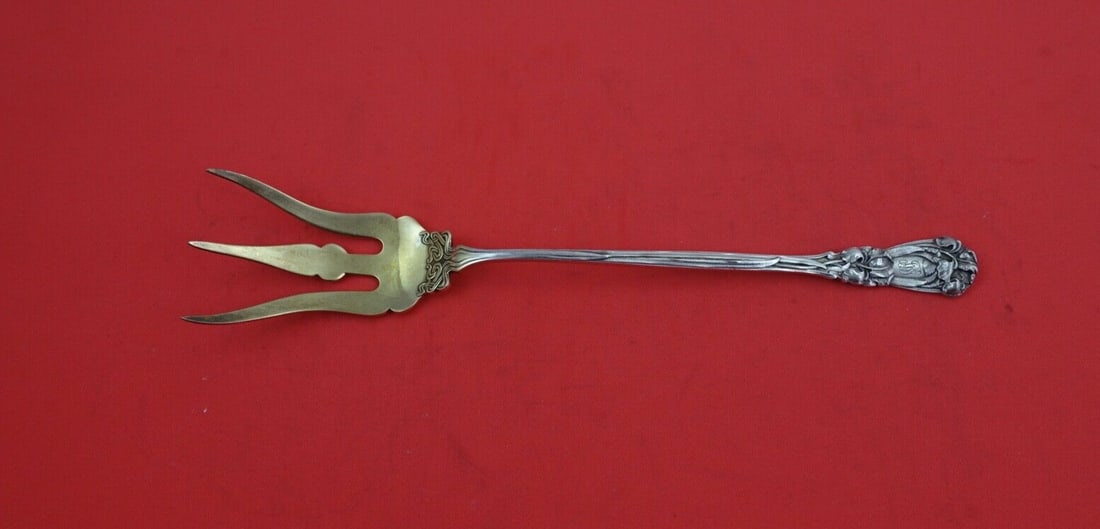 Durgin-Gorham Iris Sterling Silver 9" Lettuce Fork Gold Wash (1 of 2)