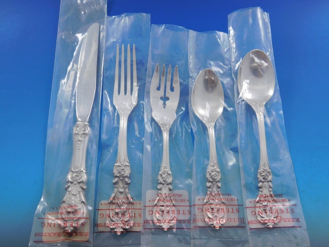 46 Piece Reed Barton Francis I Sterling Silver Flatware Service: 46 Piece Reed Barton Francis I Sterling Silver Flatware Service This Reed & Barton Francis I sterling silver flatware set features the renowned Baroque & Rococo pattern, celebrated for its intricate f