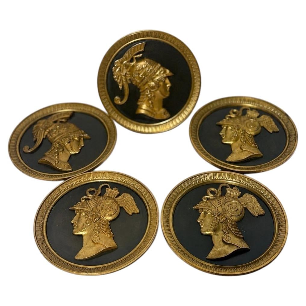 Set of 5 French Gilt Bronze Neoclassical Warrior Curtain Tiebacks (1 of 10)