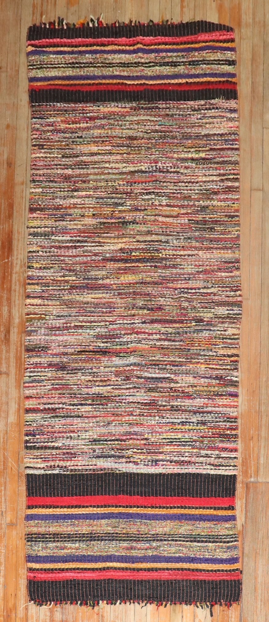 3' 4" x 9' 4" Mid 20th Century Silk Rag Runner (1 of 7)