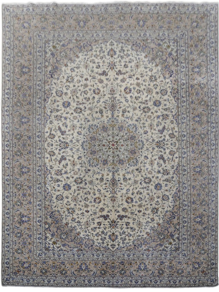 Ivory Handmade Persian Kashan Rug 9.11 x 13.1 Signed by Master Weaver: Ivory Handmade Persian Kashan Rug 9.11 x 13.1 Signed by Master Weaver Free continental US Shipping Transform your living space with this exquisite 9.11 x 13.1 Ivory Handmade Persian Signed Kashan Rug.