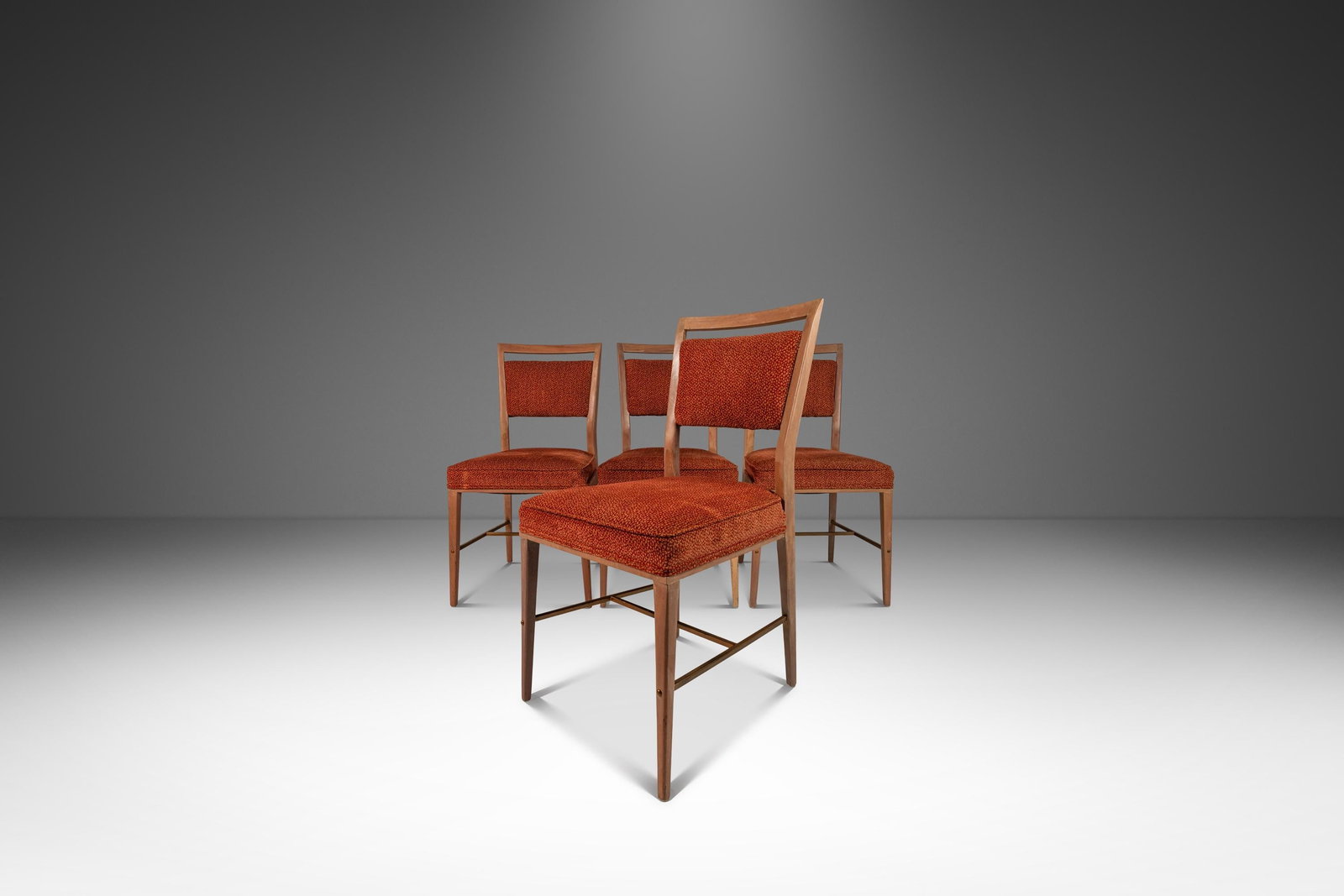 Set of 4 Paul McCobb Mid-Century Dining Chairs in Mahogany Brass (1 of 10)