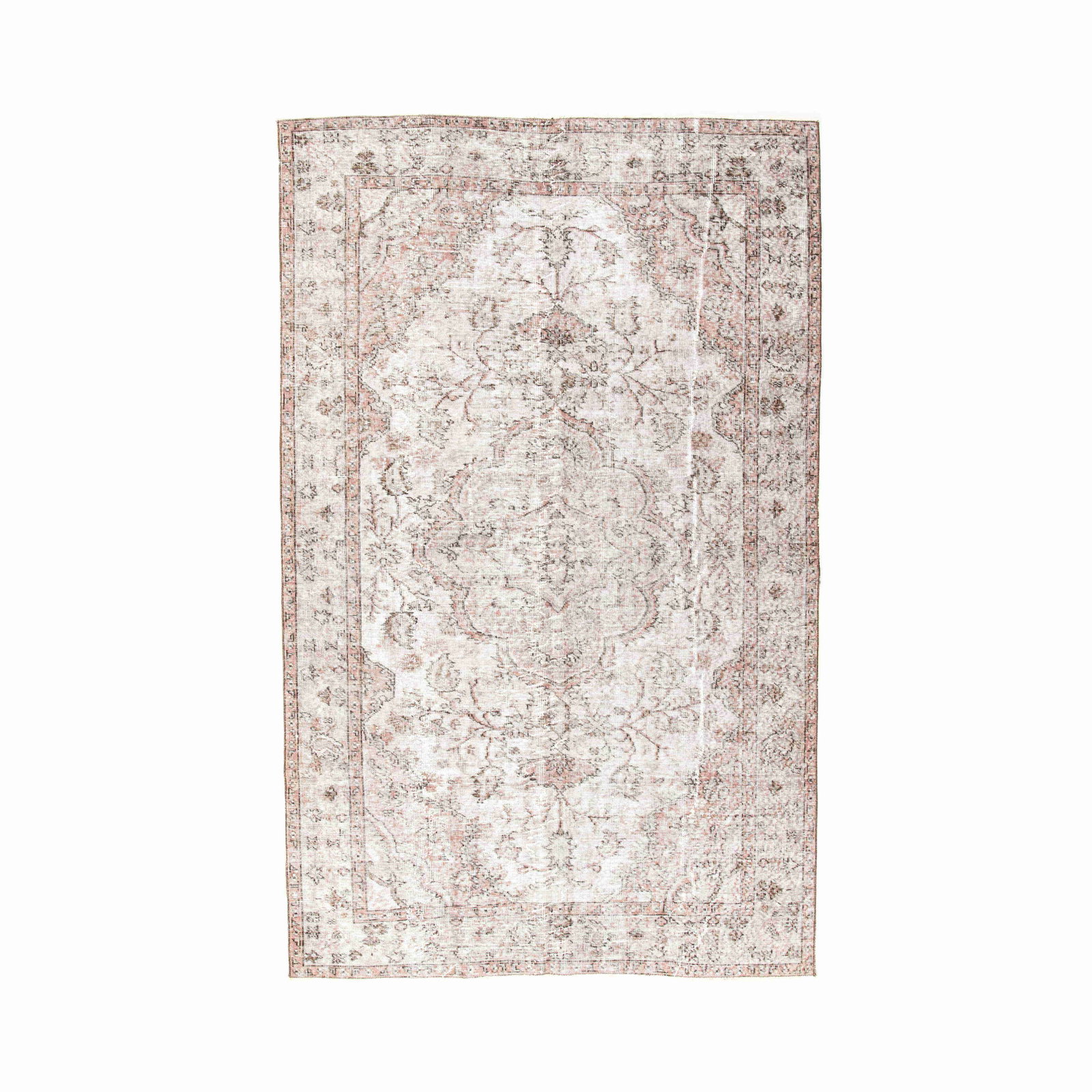 Vintage Handmade Wool on Cotton Carpet 66.1 x 103.5 Inches: Vintage Handmade Wool on Cotton Carpet 66.1 x 103.5 Inches This authentic handmade vintage carpet features a unique wool on cotton construction, showcasing the artistry of traditional weaving with dou