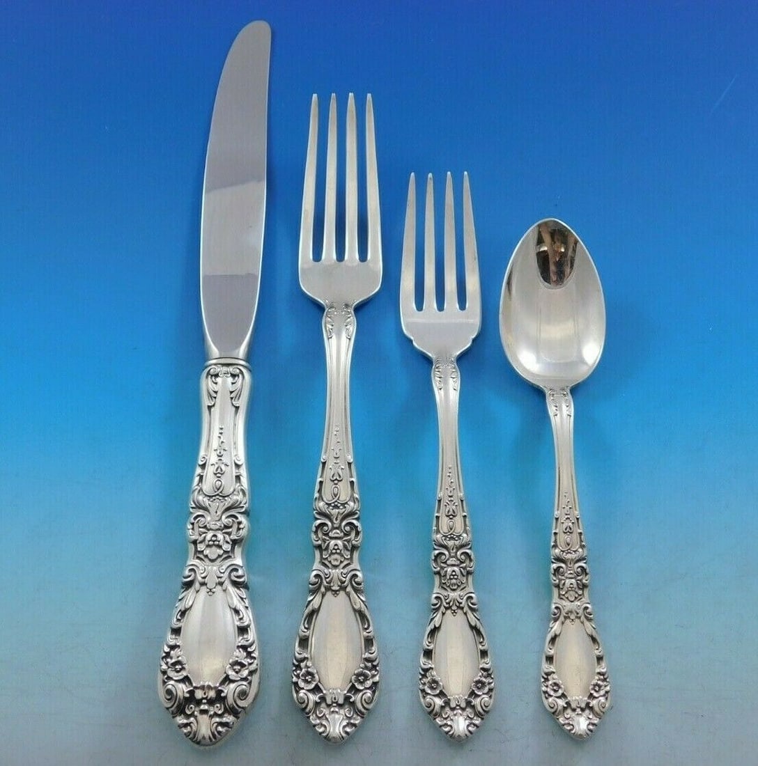 Alvin Prince Eugene Sterling Silver 4-Piece Dinner Place Setting: Alvin Prince Eugene Sterling Silver 4-Piece Dinner Place Setting Enhance your dining experience with this elegant 4-piece place setting in the classic Prince Eugene pattern by Alvin. This set is craft