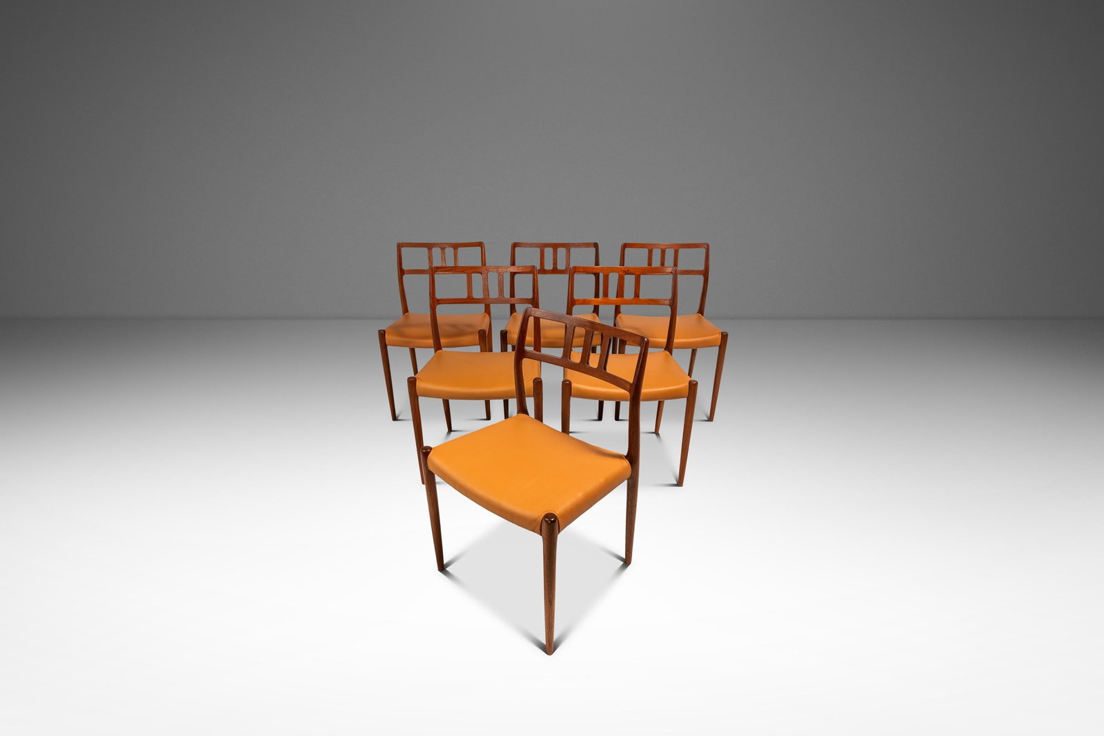 Set of Six Teak Model 79 Side Chairs Danish Modern by Niels Otto Moller: Set of Six Teak Model 79 Side Chairs Danish Modern by Niels Otto Moller This set includes six original Moller Model 79 side chairs designed by Niels Otto Moller for J.L. Moller Mobelfabrik in Denmark,
