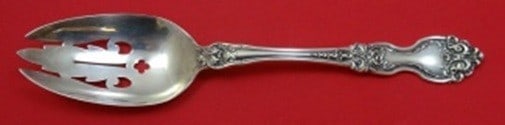 Sterling Silver Pierced Serving Spoon La Reine Pattern 8 3/8 Inch (1 of 2)