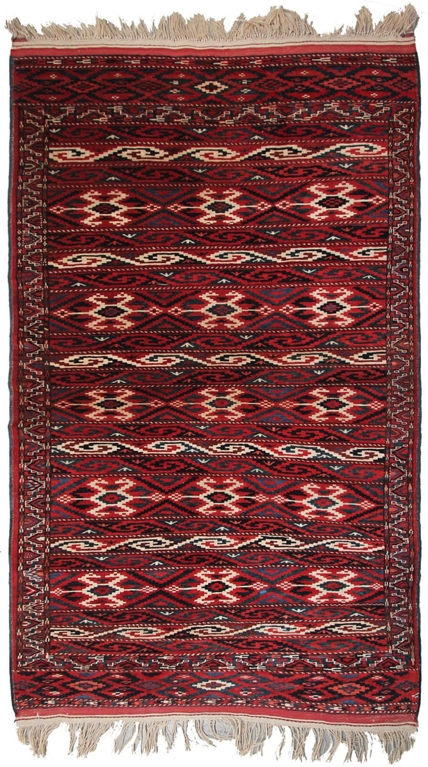 Antique Turkoman geometric tribal area rug 4'3 x 7'5 (1 of 12)