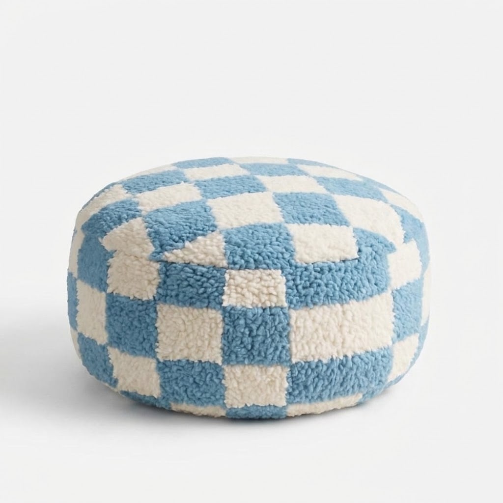 Moroccan Beni Ouarain Wool Pouf Cover Handwoven Berber Ottoman (1 of 5)