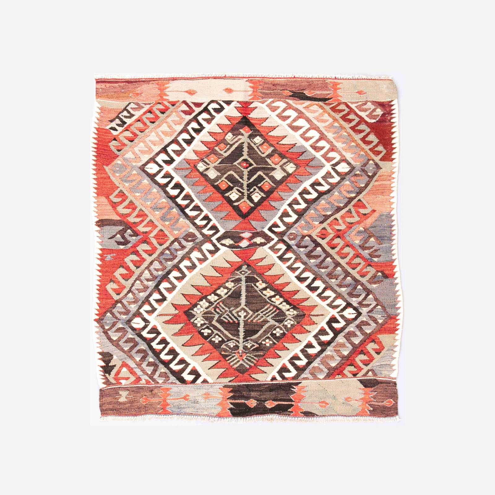 Authentic Handmade Anadol Wool Kilim Rug 42.1 x 49.6: Authentic Handmade Anadol Wool Kilim Rug 42.1 x 49.6 Experience the unique charm of this Authentic Handmade Anadol Kilim, crafted from high-quality wool on wool for durability and comfort. The intrica