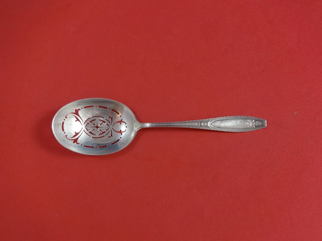 Wallace Juliet Sterling Silver Slotted Ice Spoon 8 5/8 inches: Wallace Juliet Sterling Silver Slotted Ice Spoon 8 5/8 inches This exquisite slotted ice spoon is part of the Juliet pattern by Wallace, crafted from high-quality sterling silver. Measuring 8 5/8 inch