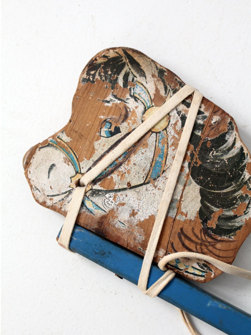 Early 20th Century N.N. Hill Painted Wooden Horse Toy with Metal Wheels: Early 20th Century N.N. Hill Painted Wooden Horse Toy with Metal Wheels This early 20th-century pull toy horse was crafted by the N.N. Hill Brass Company. Featuring a painted wooden horse head mounted