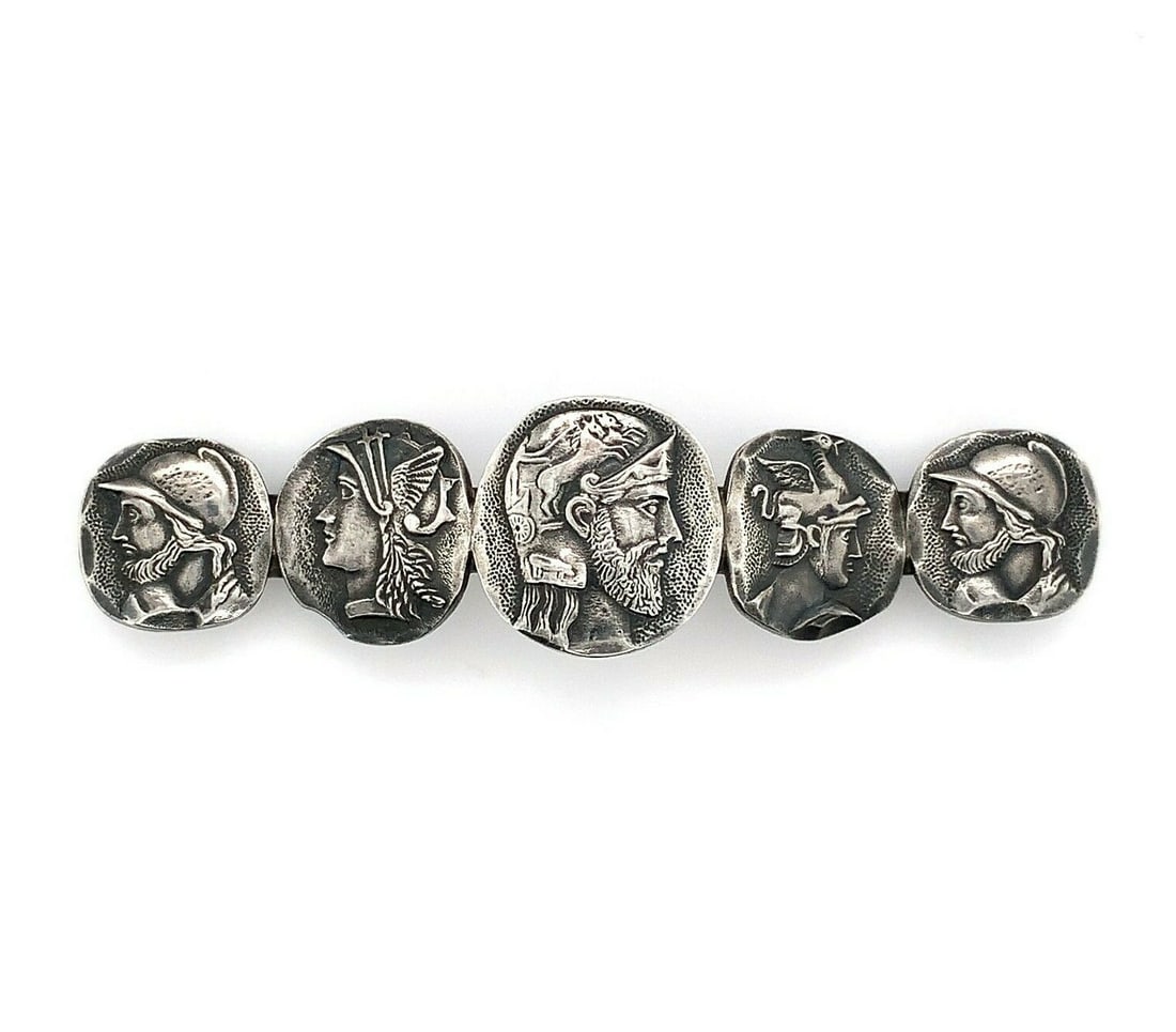 Frank Whiting Antique Sterling Silver Figural Scarf Pin with 5 Medallions (1 of 7)