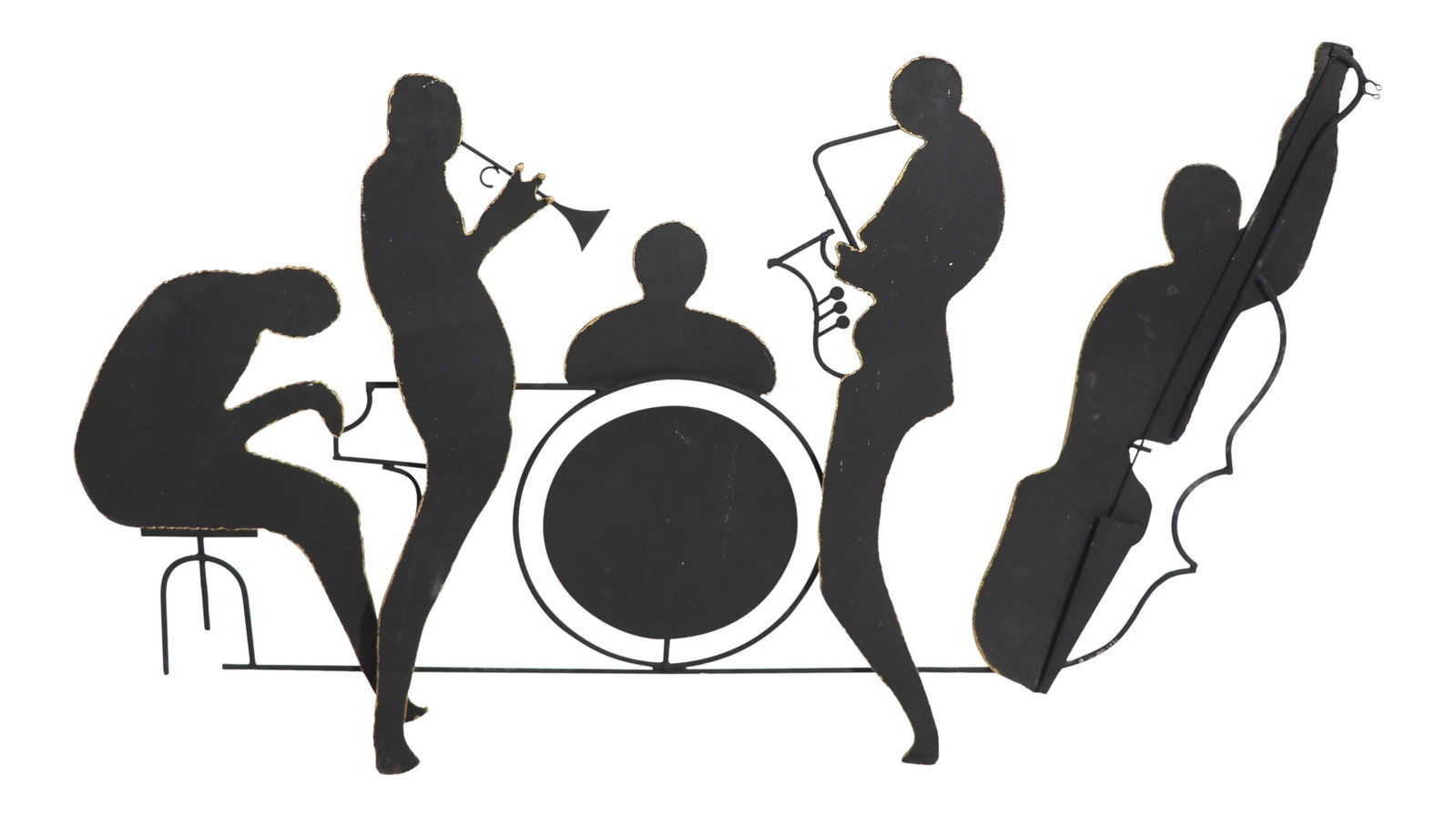 Brutalist Wall Sculpture Jazz Band by Jere 1991 Black Gold Finish (1 of 8)