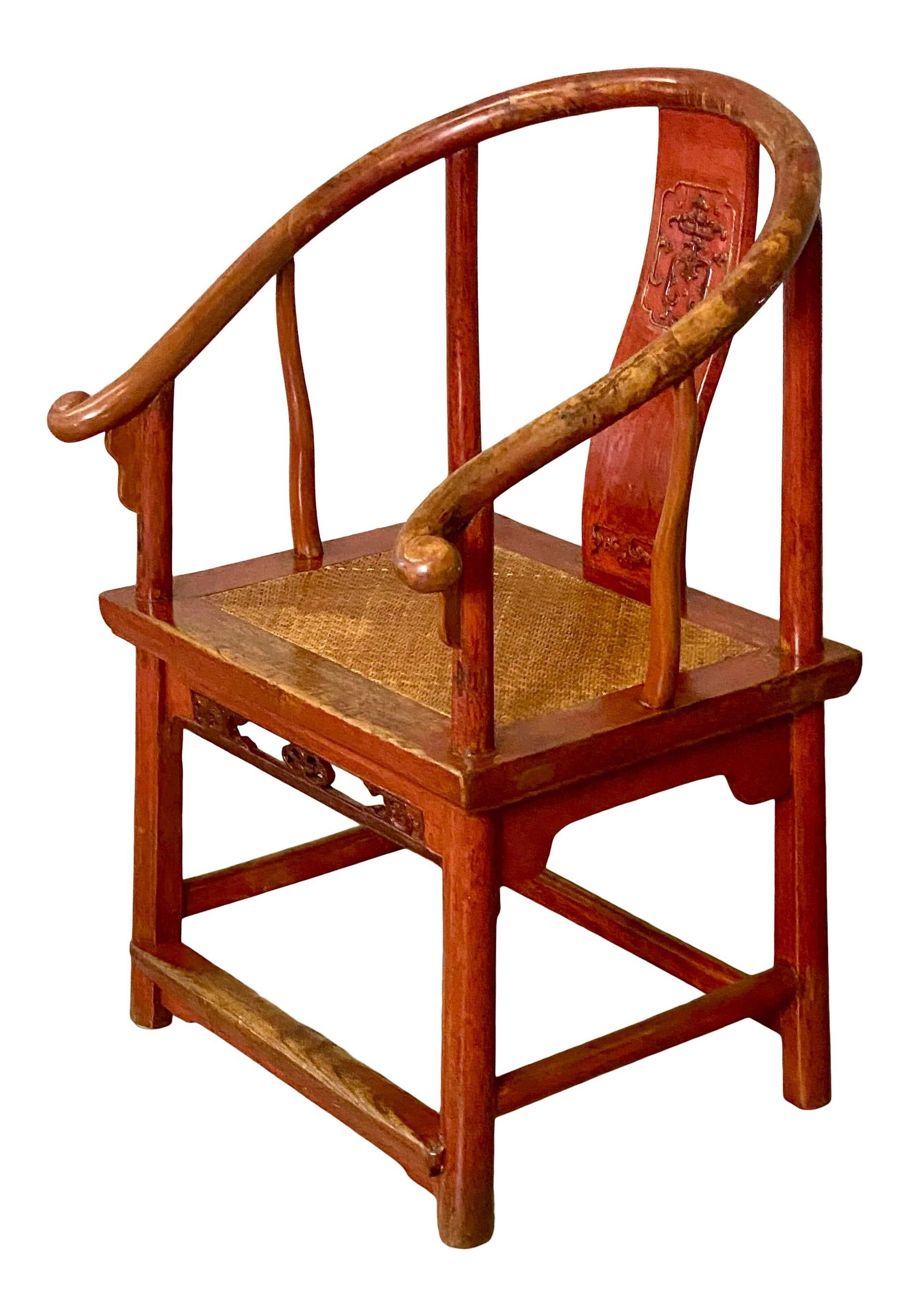 Asian Bridal Chair Lacquered Wood with Rattan Seat 20.75 Width (1 of 10)