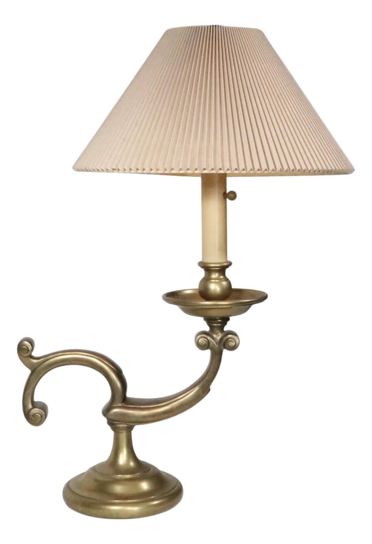 Brass adjustable desk lamp with pleated shade (1 of 10)
