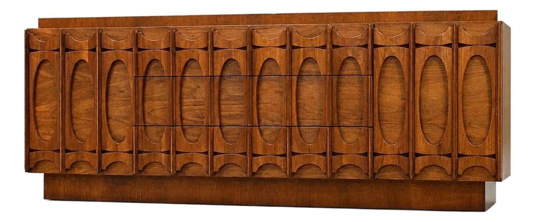 80" Walnut Brutalist Dresser Tobago Made in Canada (1 of 9)