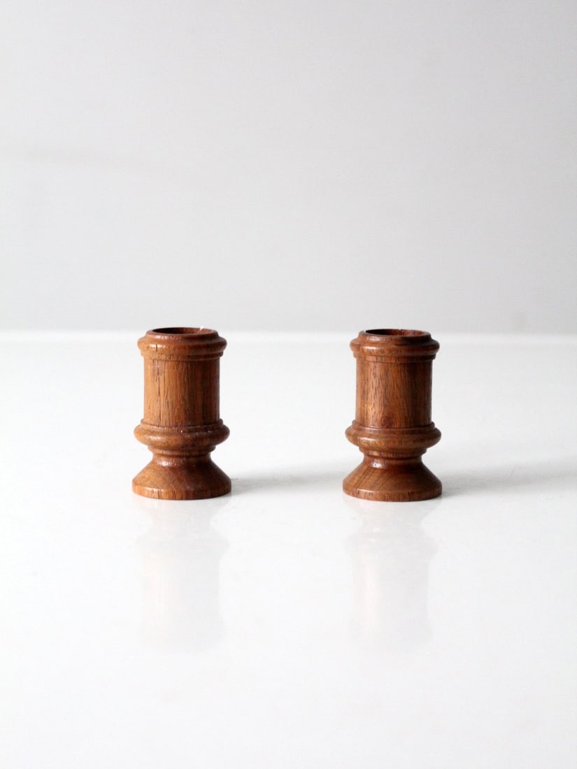 Pair of Early 20th Century Turned Wood Candlesticks Colonial Revival Style (1 of 9)