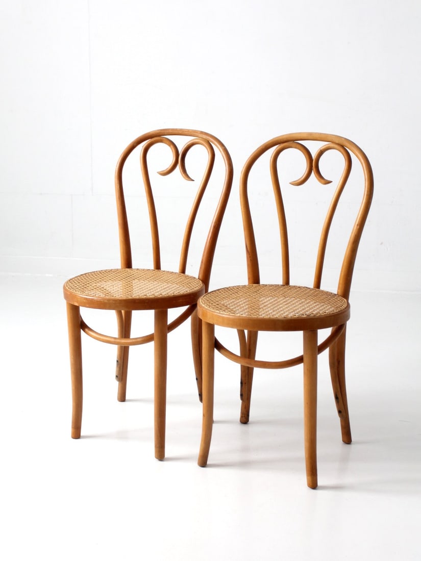 Romanian Thonet Style Bentwood Cafe Chairs Pair Cane Seats (1 of 18)