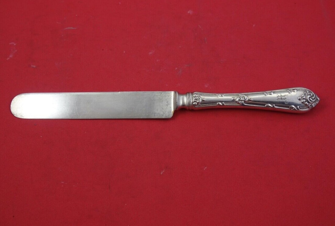 Towle Rustic Sterling Silver Dinner Knife Blunt 10 Inch Monogrammed: Towle Rustic Sterling Silver Dinner Knife Blunt 10 Inch Monogrammed This exquisite dinner knife is part of the Rustic pattern by Towle, crafted from high-quality sterling silver. Measuring 10 inches, 