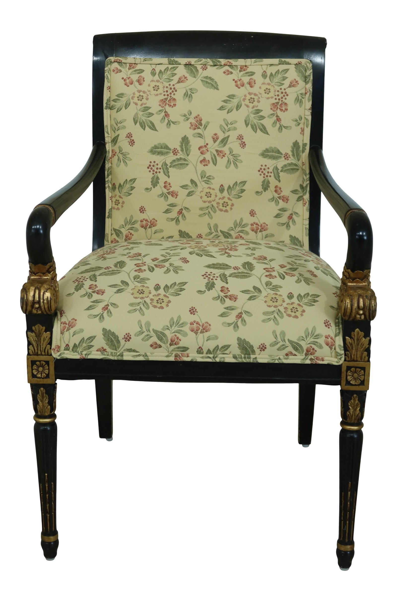 Regency Style Black Gold Upholstered Armchair Vintage Design (1 of 10)
