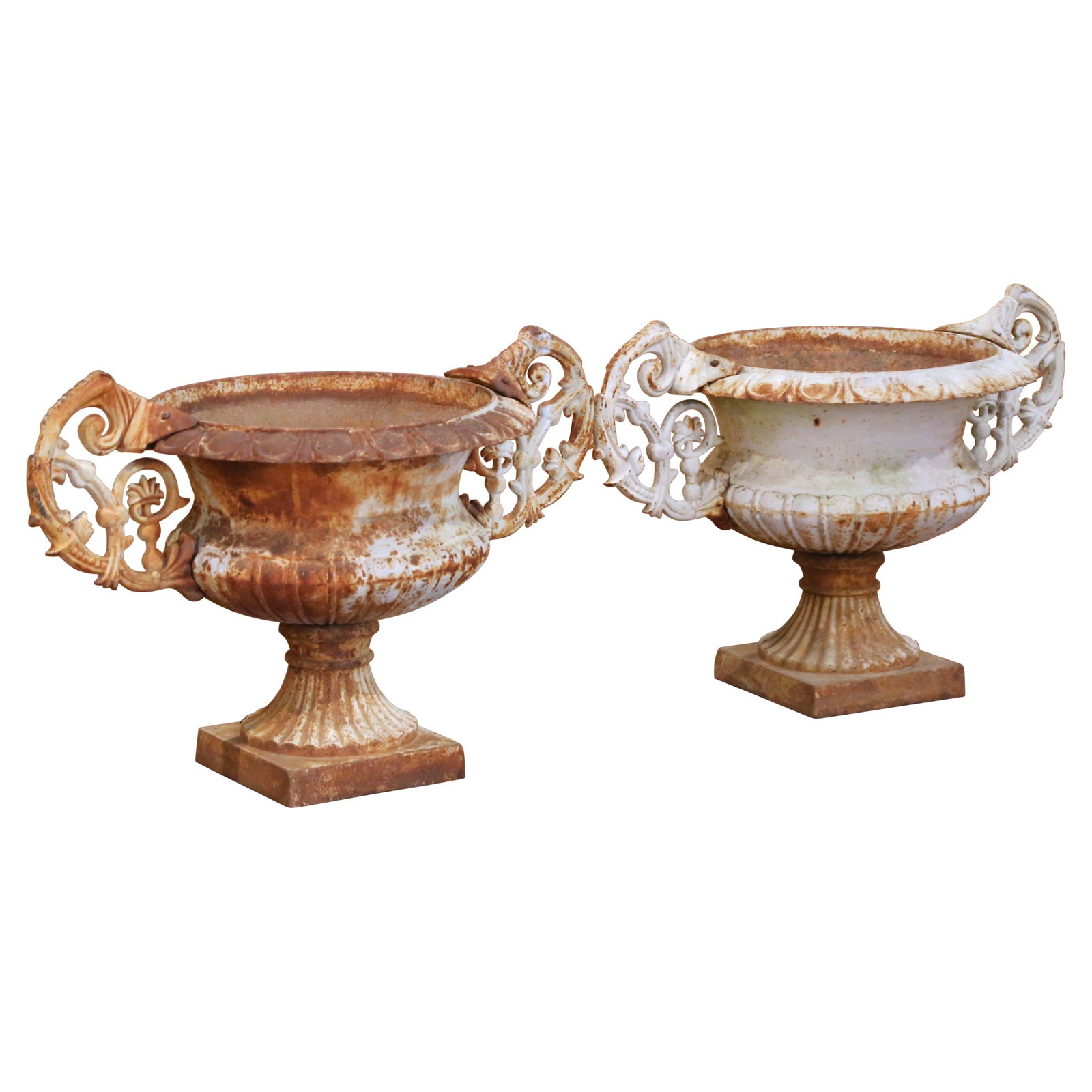 Pair French Cast Iron Chambord Garden Urns (1 of 13)