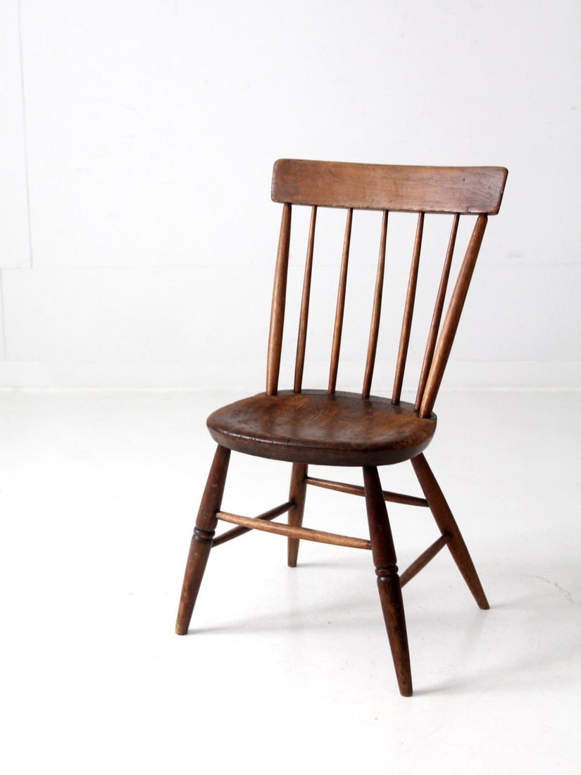 Primitive Wooden Spindle Back Farmhouse Chair 34.25 inch (1 of 10)
