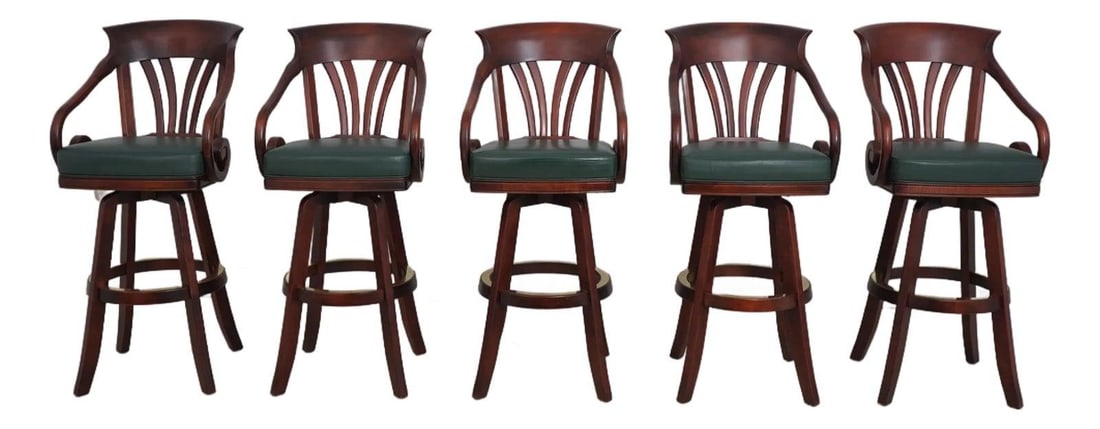 5 Nomad model mahogany swivel bar stools by Mikhail Darafeev Set of 5 (1 of 10)