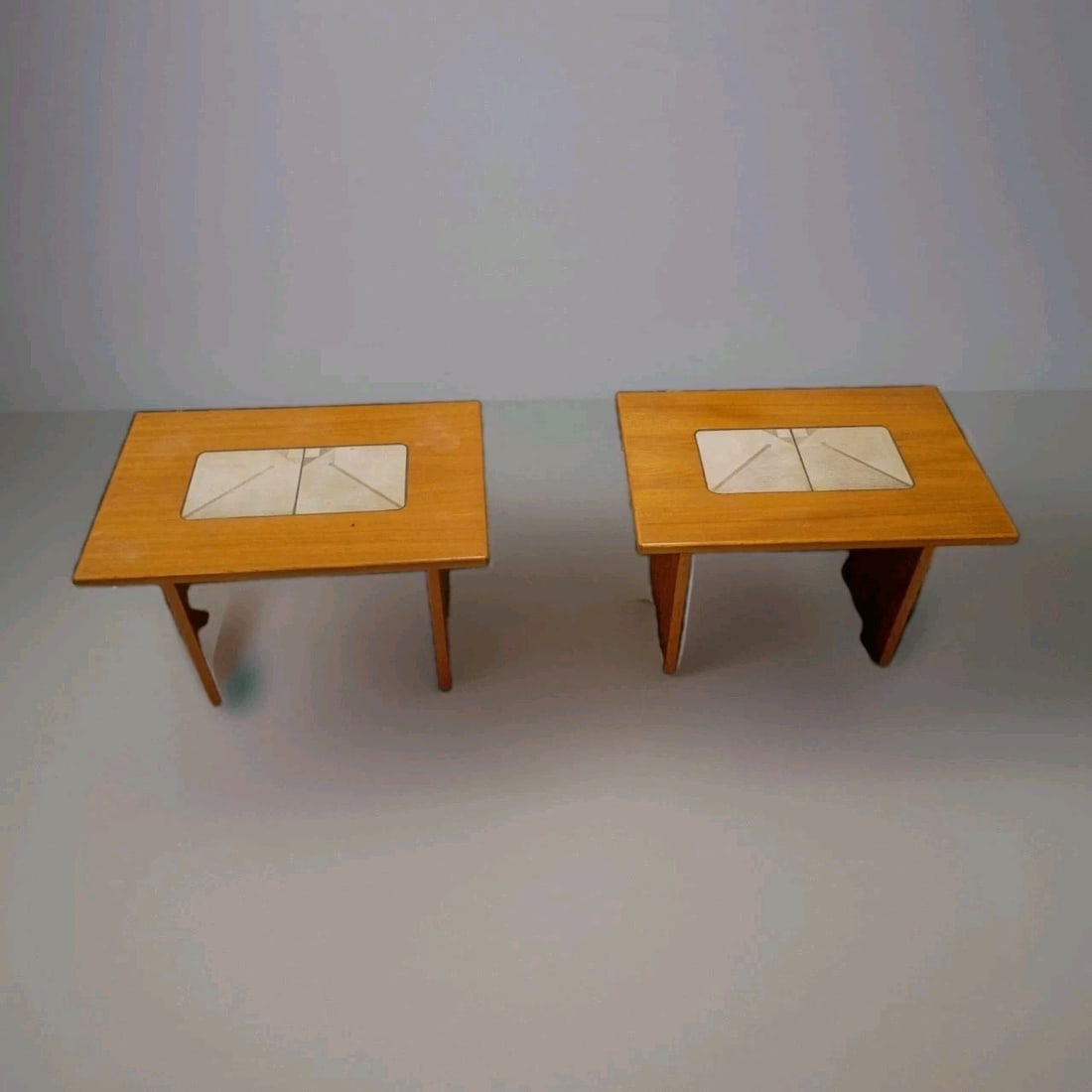 Gangso Mobler Danish Modern Pair of Teak Side Tables with Tile Tops (1 of 9)