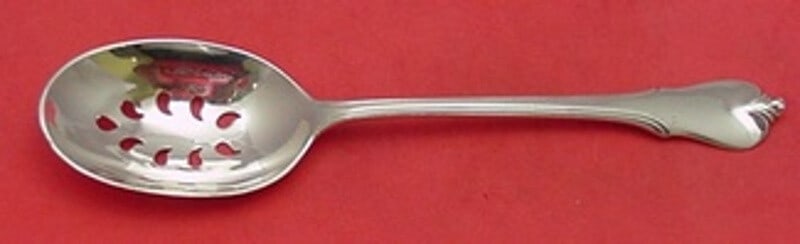 Wallace Grand Colonial Sterling Silver 9-Hole Slotted Spoon: Wallace Grand Colonial Sterling Silver 9-Hole Slotted Spoon This exquisite serving spoon from the Grand Colonial pattern by Wallace is crafted from high-quality sterling silver. This custom-made slott