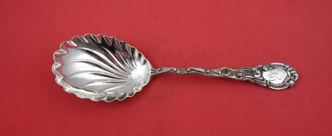 Durgin Louis XV Sterling Silver Berry Spoon Swirl Bowl 9": Durgin Louis XV Sterling Silver Berry Spoon Swirl Bowl 9" This elegant Louis XV berry spoon by Durgin features a stunning swirl bowl design, crafted from high-quality sterling silver (.925). Measuring