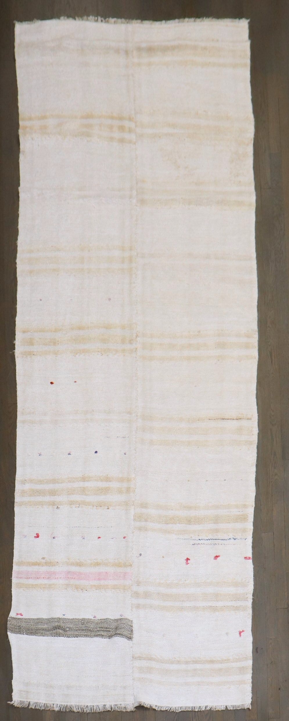 4' x 11' 5" Vintage Turkish Kilim Gallery Runner: 4' x 11' 5" Vintage Turkish Kilim Gallery Runner Vintage Turkish kilim runner with a wide gallery-size format from the mid-20th century. This pre-owned piece is identified as a kilim and falls within 