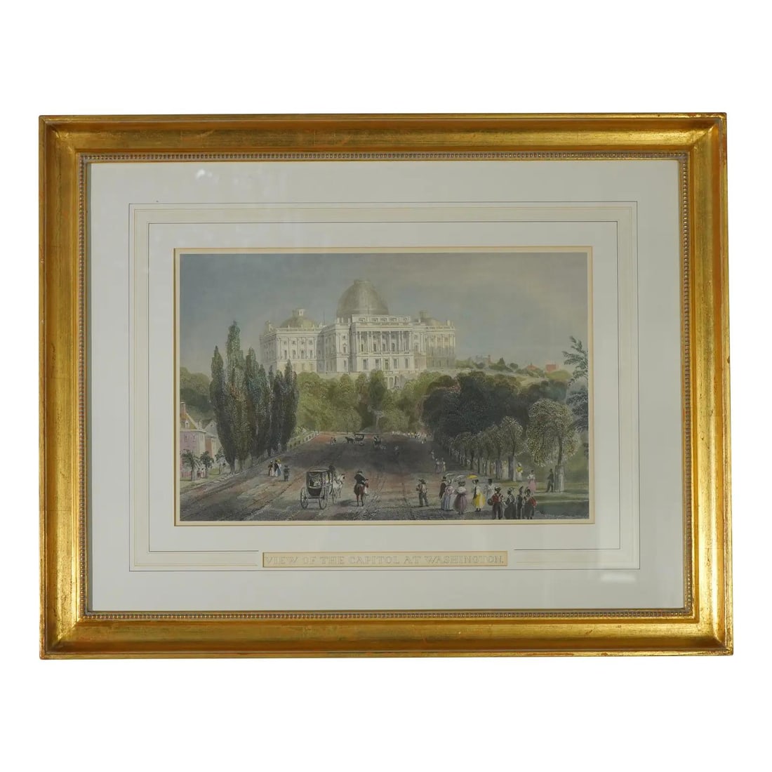 Framed William Henry Bartlett Capitol View Washington Engraving (1 of 10)