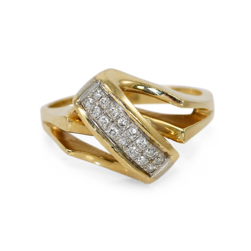 Vintage 14K Yellow Gold Diamond Ring Size 6.5 5.4g (1 of 7)