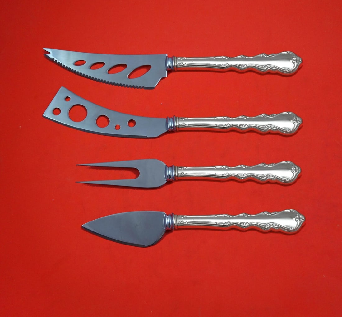 International Angelique Sterling Silver 4-Piece Charcuterie Hostess Set: International Angelique Sterling Silver 4-Piece Charcuterie Hostess Set Enhance your entertaining experience with the Angelique Deluxe Charcuterie Set, crafted by International Sterling. This exquisit