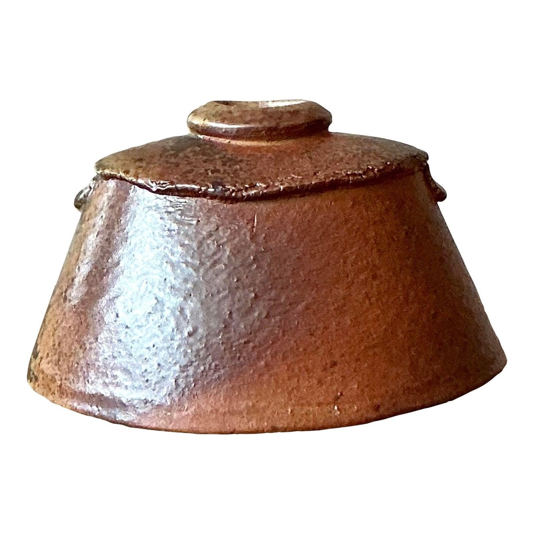 Low Profile Vintage Studio Pottery Vase With Earthy Textured Glaze (1 of 10)