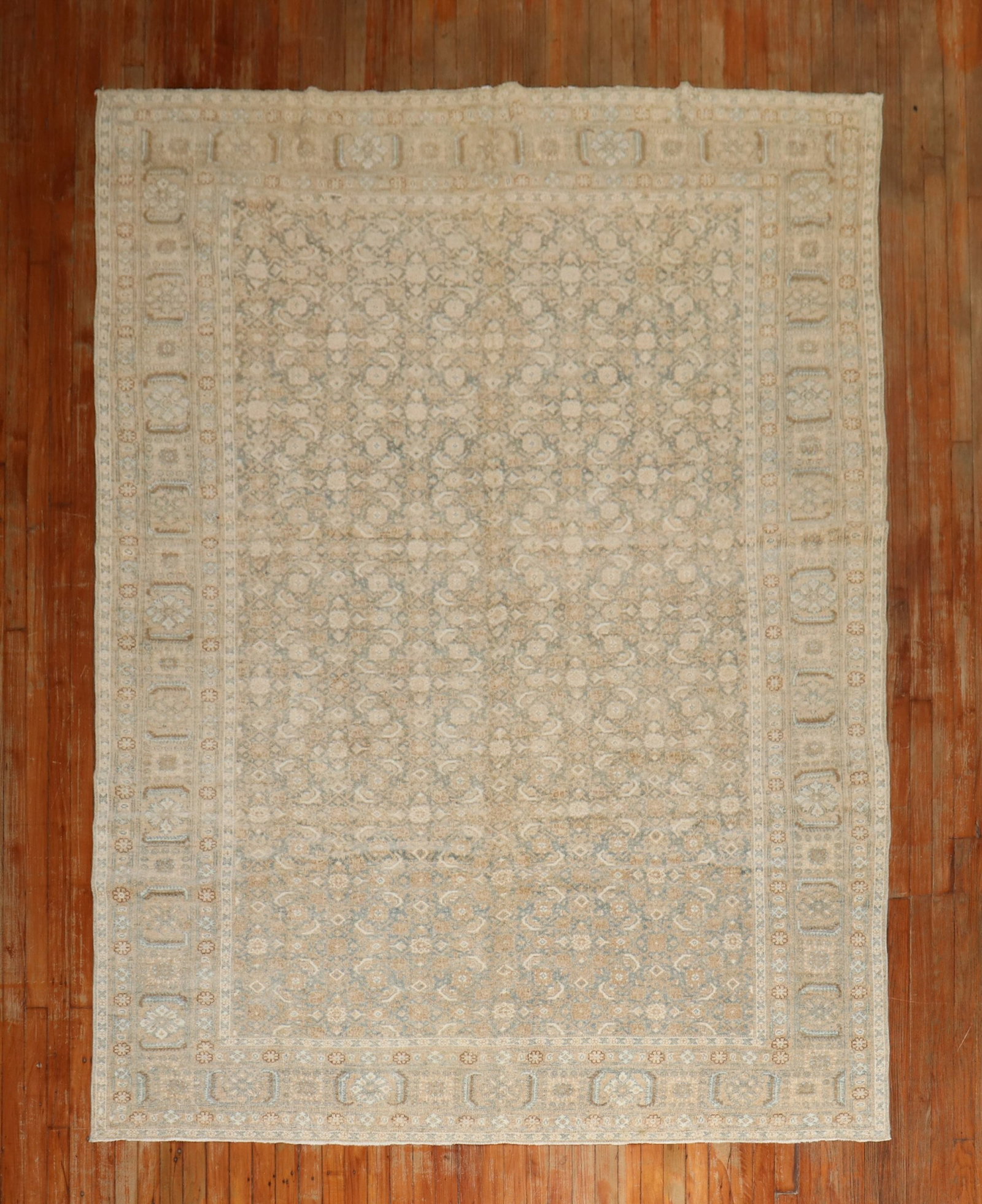 6' 8" x 9' Persian Tabriz rug in green and brown (1 of 7)