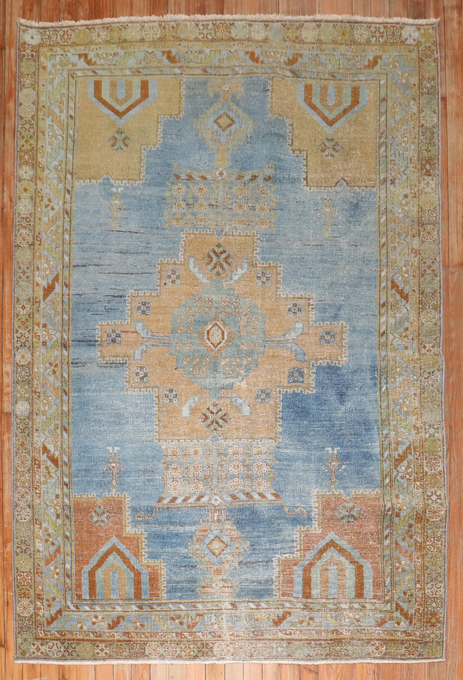 4' 4" x 6' 3" Persian Afshar Accent Rug: 4' 4" x 6' 3" Persian Afshar Accent Rug Early 20th century Persian Afshar rug with a worn look and Shabby Chic style. This pre-owned accent rug offers a classic decorative presence grounded in the ori