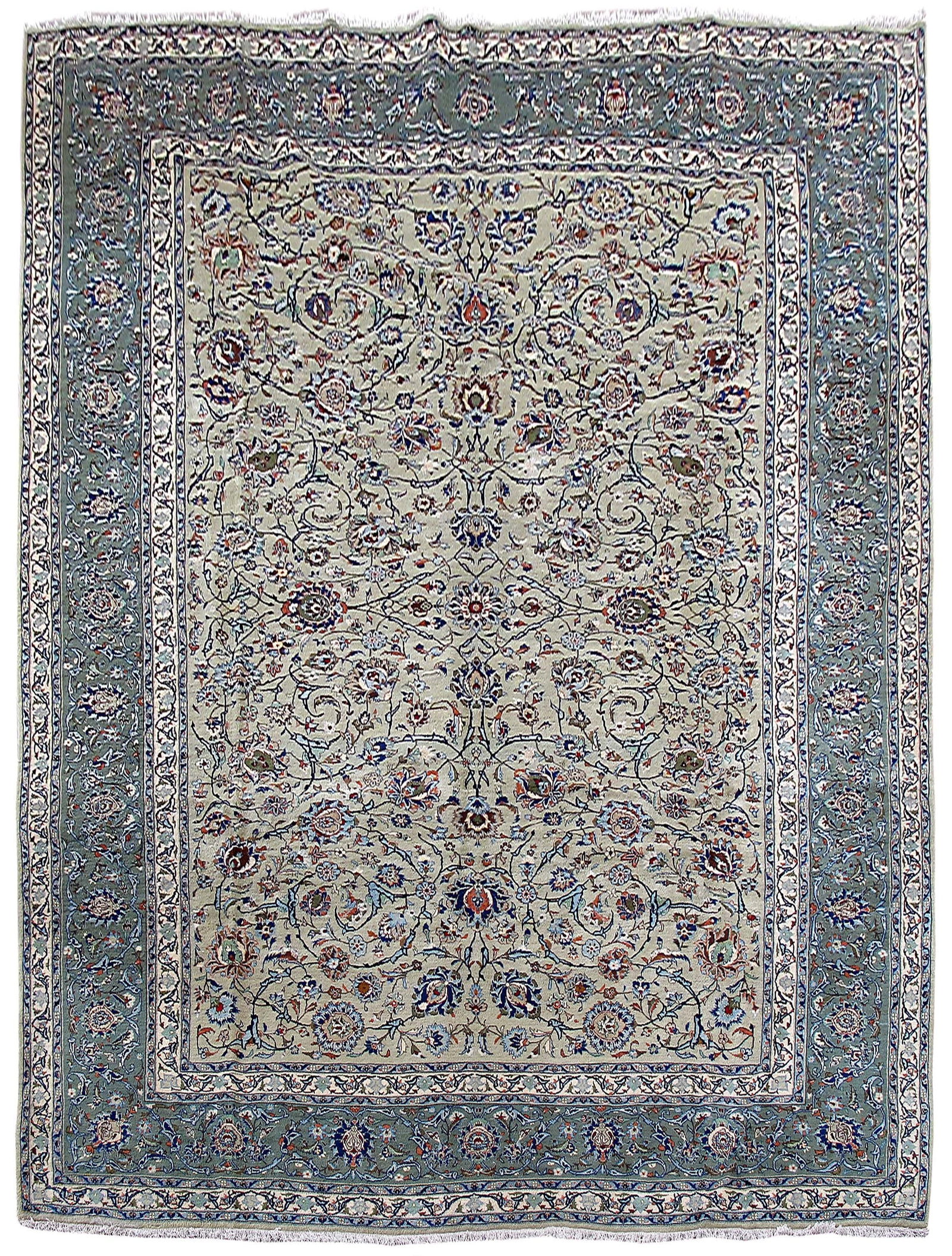 Authentic Persian Kashan Rug 9.8 x 13.5 Handcrafted Grey Wool: Authentic Persian Kashan Rug 9.8 x 13.5 Handcrafted Grey Wool Free continental US Shipping Transform your living area with this exquisite 9.8 x 13.5 Grey Authentic Persian Kashan Rug. Handcrafted by